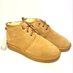 Aspen sheepskin genuine suede fur-lined  slip on lug-sole ankle booties